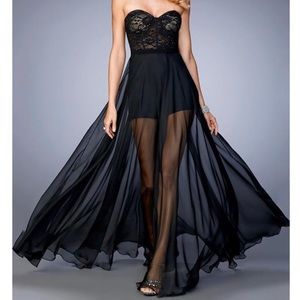 Crystal Doll Black Strapless Illusion Romper Dress Size 3 NEW